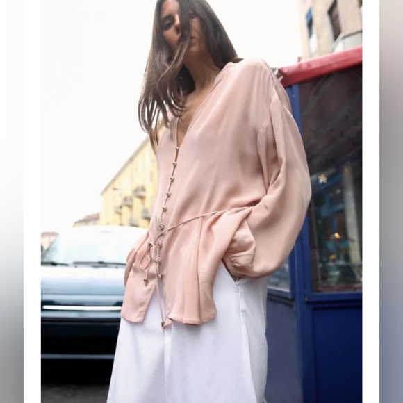 Zara Thin Belt Blouse - Picture 2 of 5